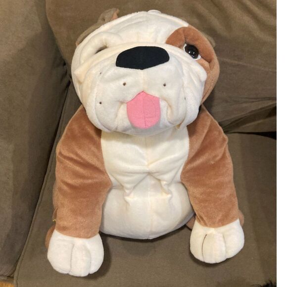 Jumbo Toy Factory Dave and Buster's Plush soft 18" brown Bulldog pre owned exc. - Picture 3 of 5